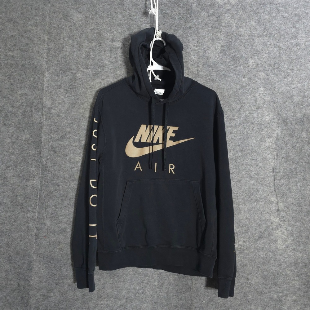 Nike Air Hoodie Women S Black Gold Just Do It Graphic Pullover Fleece Pocket